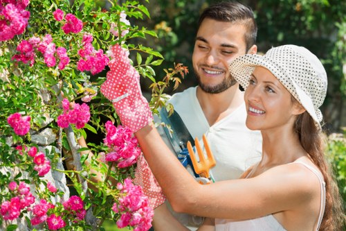 Decorative planting and hard landscaping in Covent Garden